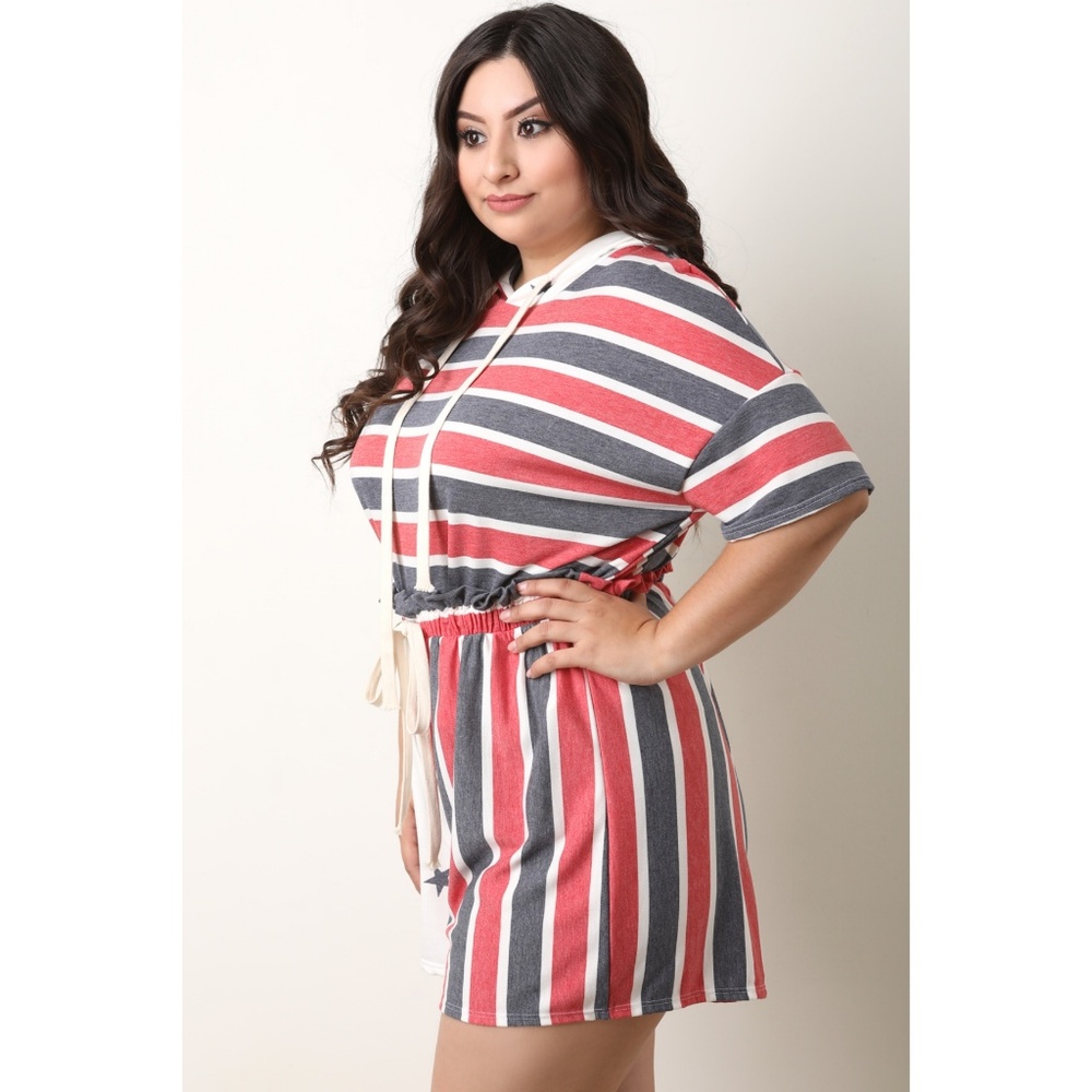 Stars And Stripes Hoodie Top With Shorts Set - Picture 4 of 6
